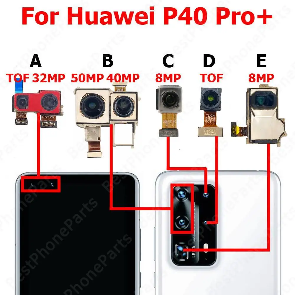 Camera For Huawei P40 Pro Plus P40Pro+ Rear Backside Front Facing Frontal Selfie Back Camera Module Mobile Phone Parts