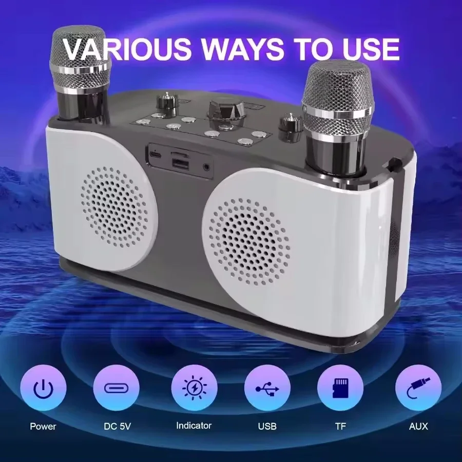 Karaoke Wireless Portable Bluetooth Speaker With Microphone Subwoofer Machine Powerful Sound Box Music Caixa De Som Audio Bocina view 6