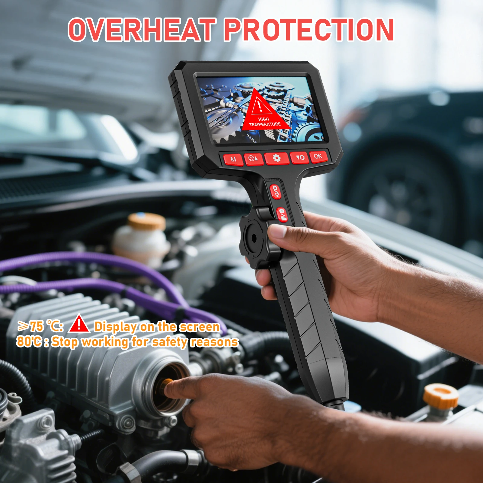 5Inch Screen 2MP IP67 Professional Repair Tool Industrial Inspect Camera Articulated 360 Steering Sewer Pipe Borescope Endoscope