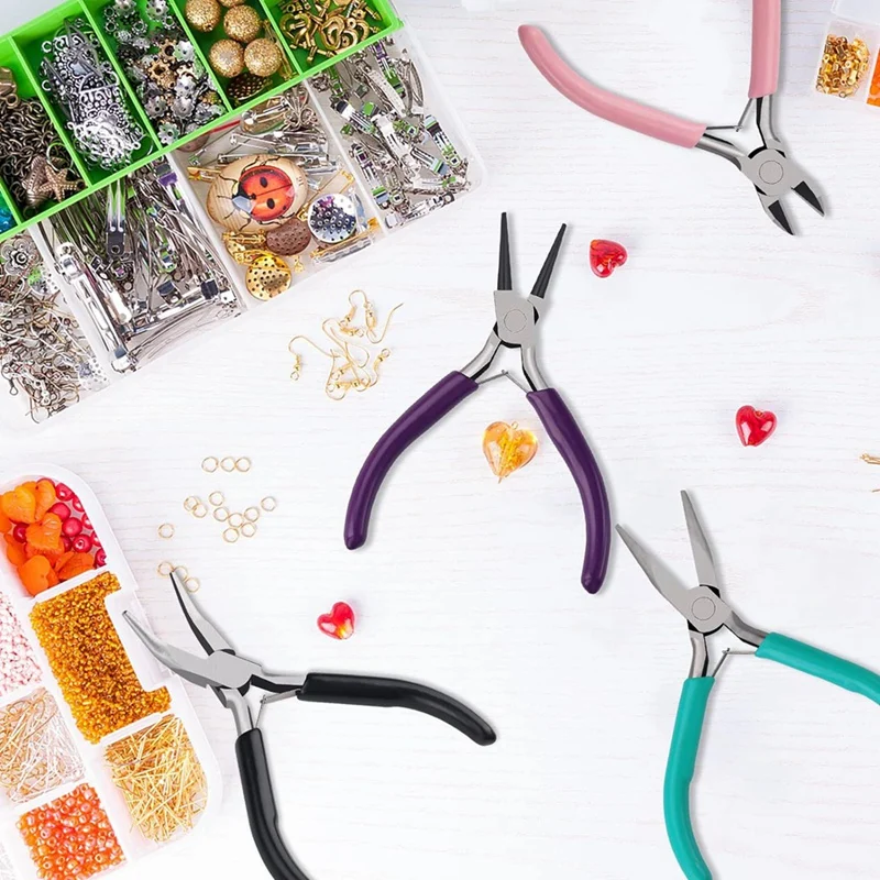 Jewelry Pliers Set Includes Needle Nose Pliers Round Nose Pliers Bent Nose Pliers Wire Cutter