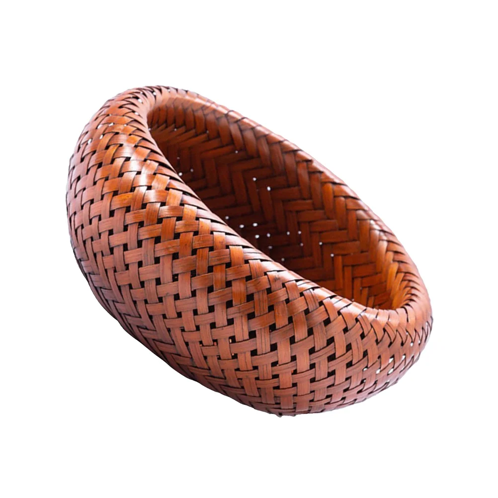 

Bamboo Storage Basket Woven Kitchen Hamper Fruit Tray Handwoven Baskets Retro Candy Holder Easy Clean Versatile Food