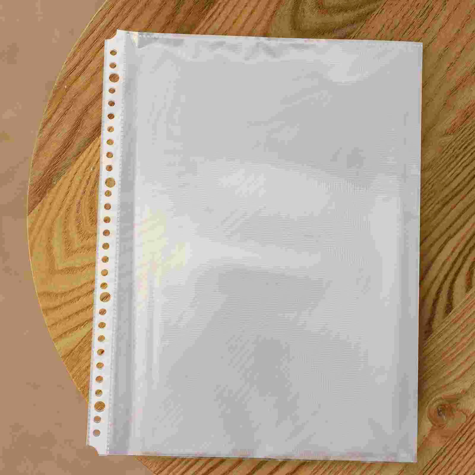 100 Pcs Clear File Protector 30 Holes Binder Inner Pocket Document for Office School Loose Leaf Bags Sheet