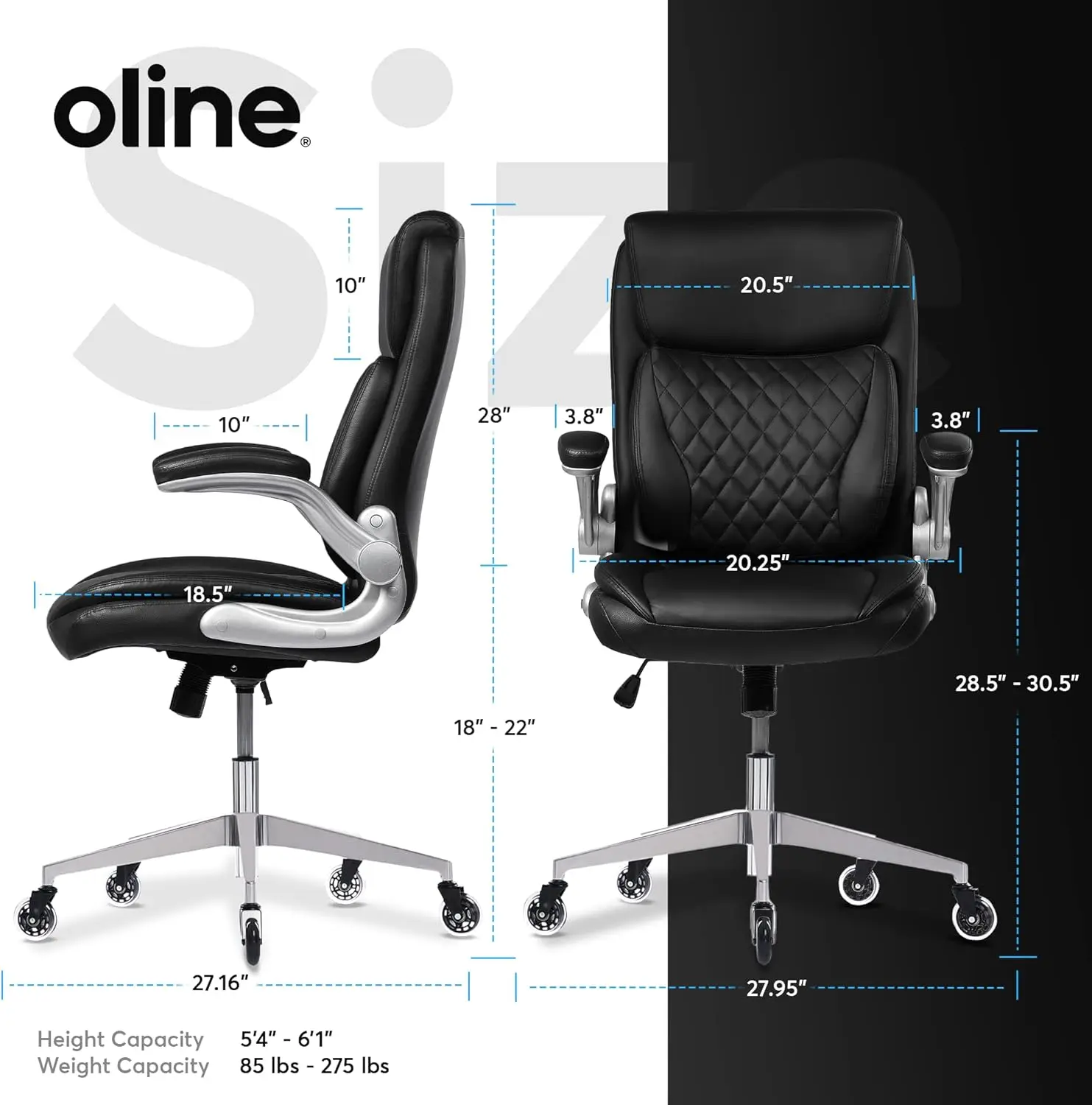 ErgoAce Silla de oficina ejecutiva ergonómica, escritorio rodante para el hogar, silla de ordenador para juegos de cuero PU con reposabrazos ajustables