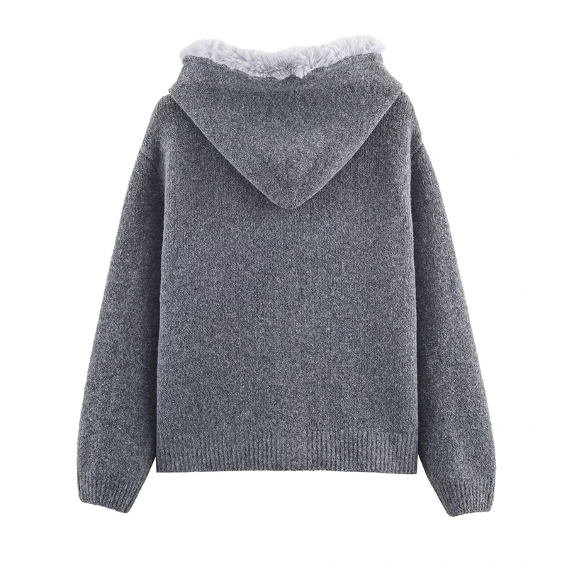 High-Street casual dames fuzzy gebreid vest met capuchon en gevlochten kwastjes voor herfst/winter nieuwe collectie 2025