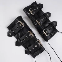 SUCHCUTE Retro Punk Pu Leather Vest With Sleeve Cover Women Gothic Black Sleeveless Turtleneck Top Y2k Metal Decorative Clothing - Image 6