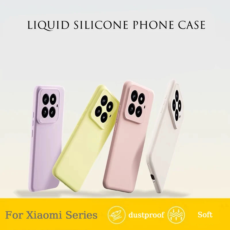 Оригинальный чехол для телефона из жидкого силикона для Xiaomi 15 Pro 14 13 Ultra Pro, противоударный защитный чехол с фланелевой подкладкой, мягкий корпус Оригинальный чехол для телефона из жидкого силикона для Xiaomi 15 Pro 14 13 Ultra Pro, противоударный защитный чехол с фланелевой подкладкой, мягкий корпус