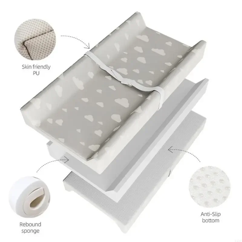 L5YF Removable Baby Diaper Changing Pad PU Leather Diaper Change Mat with Fixing Belt