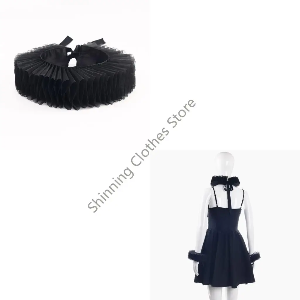 M68A أصفاد المعصم ذات الياقة الكاذبة القابلة للفصل للقميص أو الفستان المكشكش التلبيب شال لسيدة فتاة المختنق #1