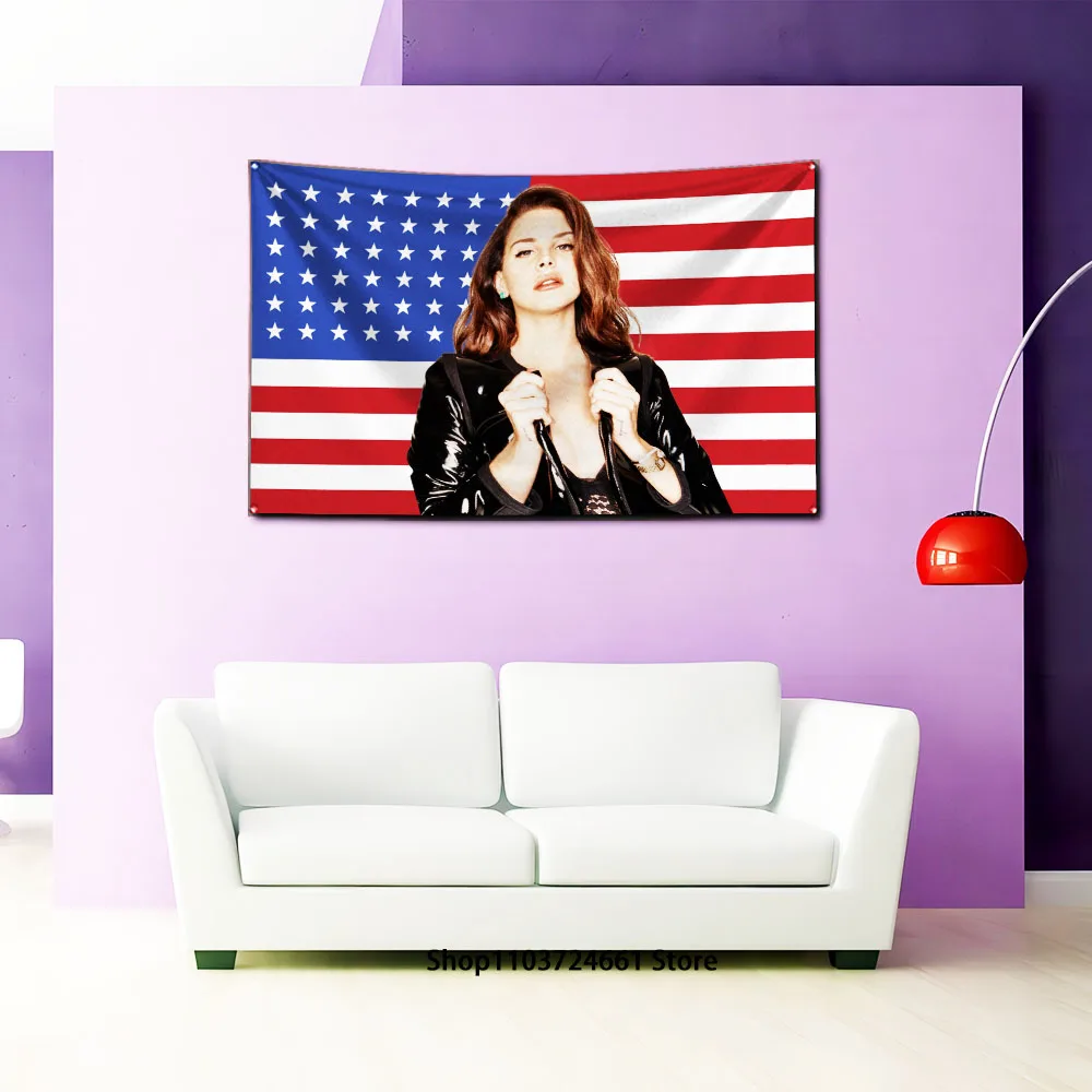 90x150cm American singer Lana Del Rey Flag arazzo, decorazione della parete, stanza estetica, arazzo Art déco dormitorio Banner