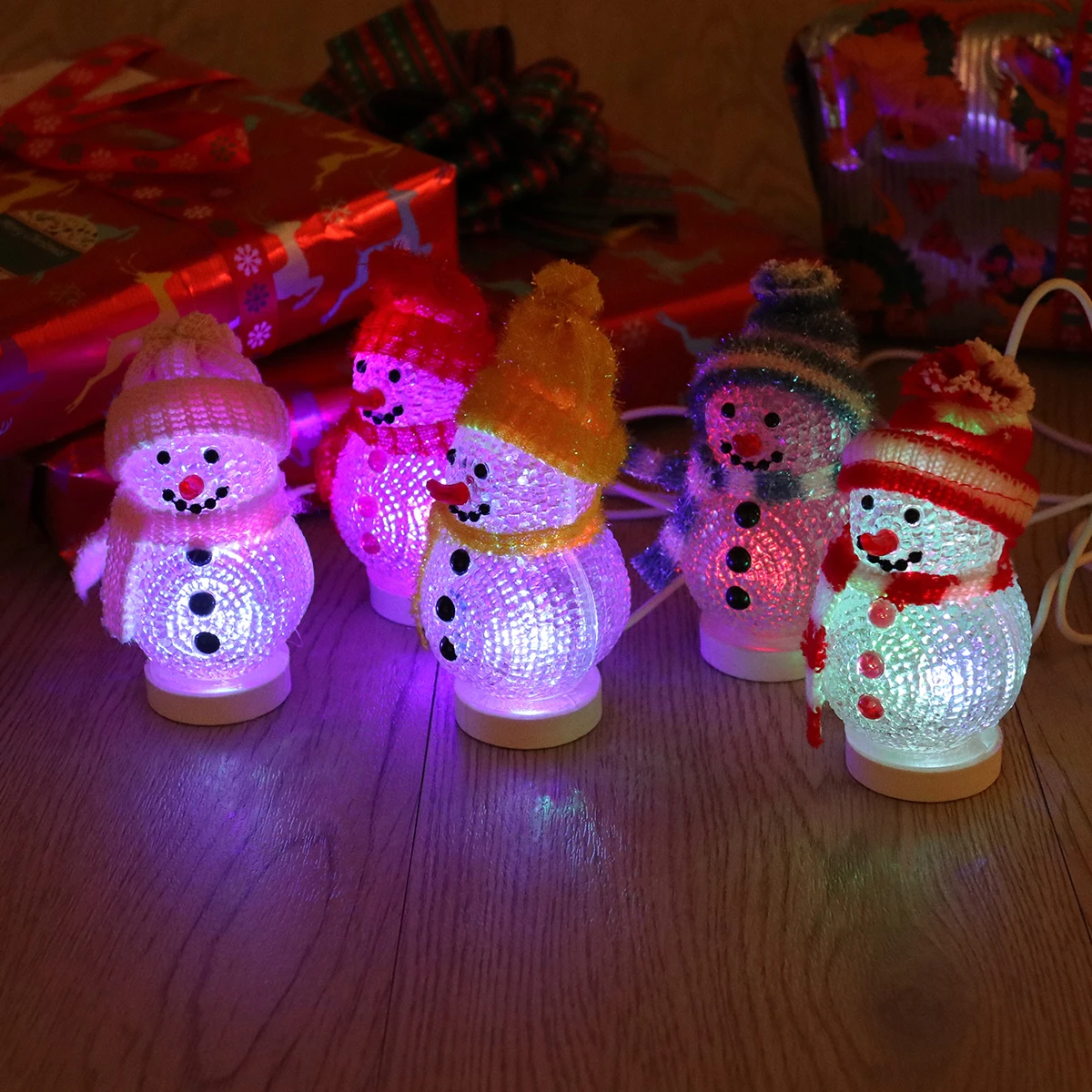 

2Pcs Glowing Snowman Night Lamp Portable Home Decor LED Light Bedroom Table Christmas Atmosphere Winter