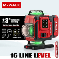 M-WALK 16 Lines 4D Laser Level 360° Self-leveling Horizontal&Vertical Green Beams High-precision Cross Line Lithium Batter