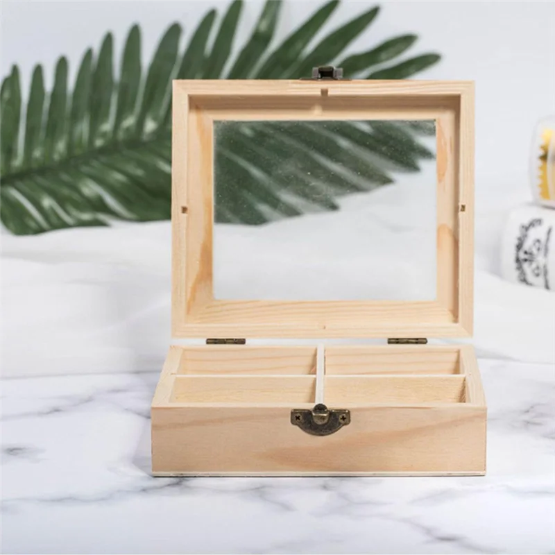 

24-Hour Delivery Display Cabinet Wooden Tea Coffee Rack Storage Box Storage Box 6Compartment Wood + Glass 1 Piece