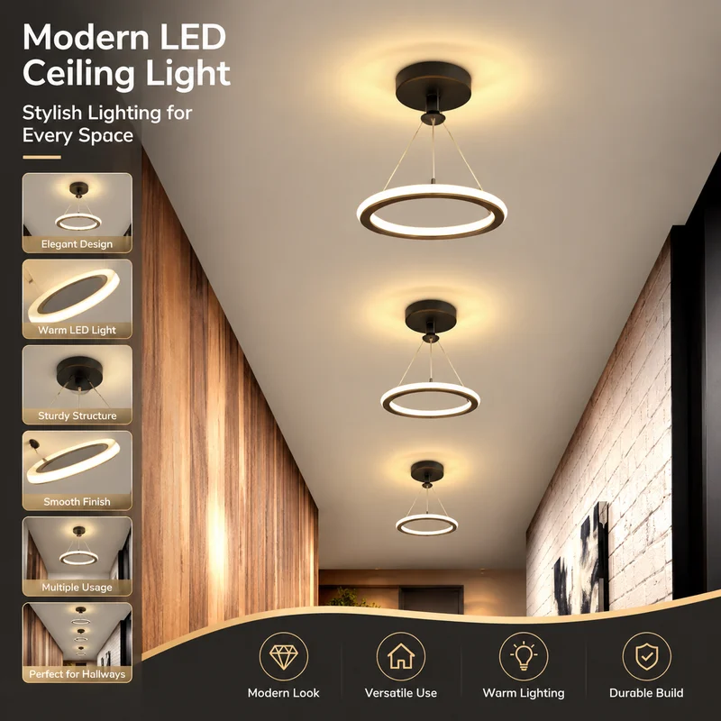 Modern LED Ceiling Light Round Creative Luxury Eye-Caring Pendant Lamp for Entryway Balcony Cloakroom Hallway Corridor Lighting