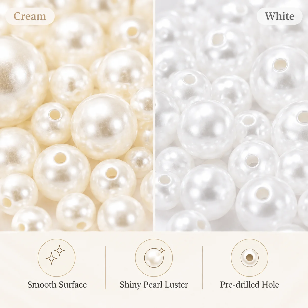 Different Size Imitation Pearl Beads With Hole 4-14mm ABS Round Beads For DIY Bracelet Necklace Jewelry Making Craft Accessories
