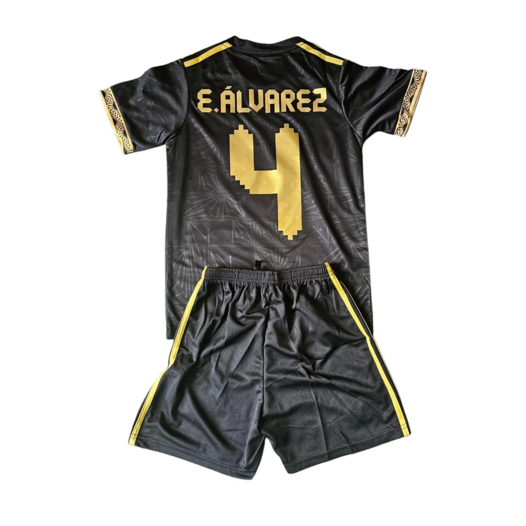 

Classic Black & Gold Mexico Soccer Fans Edition E.Álvarez No.4 Jersey & Shorts Men's T-Shirt Set Summer Breathable Quick-drying
