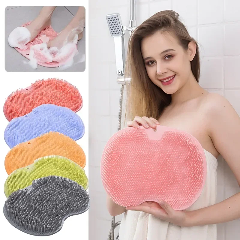 Foot & Back Scrubber Body Shower Brush Reusable Silicone Brush Foot Wash Mat Multifunction Sucker Wall Mat Foot Bathing Tool