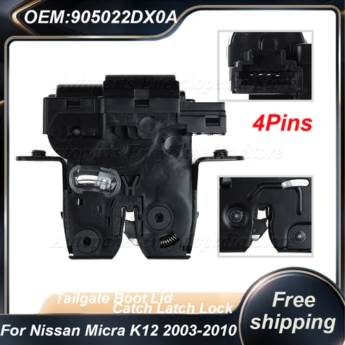 Imagen 1 del producto Pestillo de cerradura de puerta trasera de coche, actuador de pestillo, puerta trasera, escotilla de maletero 905022DX0A para Nissan Micra Tiida Qashqai 90502-2DX0A