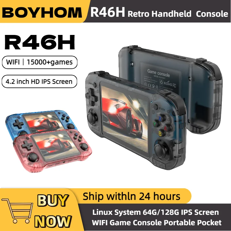 NEW 4.2inch R46H Retro Handheld Video Game Console Linux System 64G/128G IPS Screen  WIFI Game Console Portable Pocket