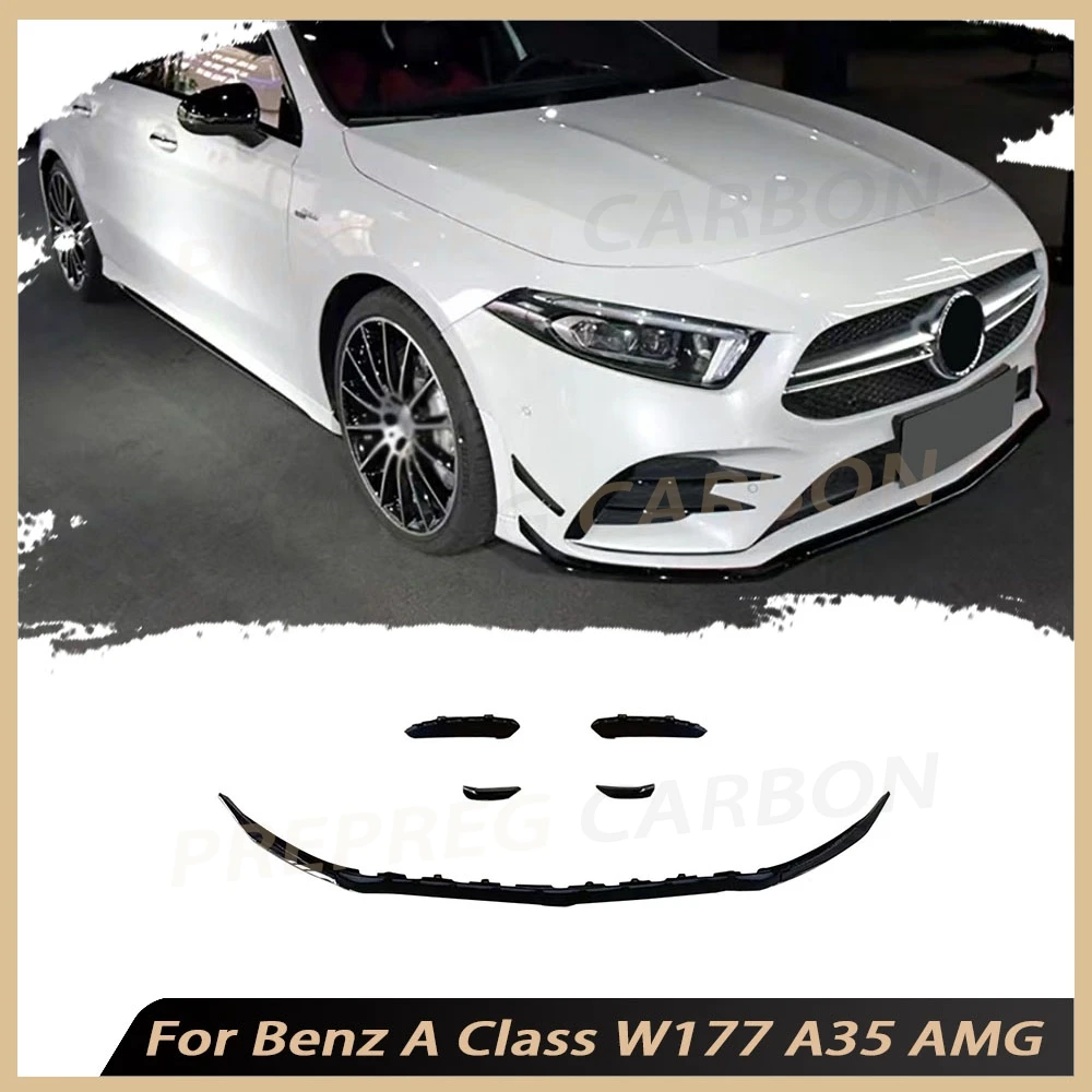 

7Pcs Front Bumper Lip Front Spoiler Flaps Canard for Mercedes Benz A Class W177 A35 AMG Sedan 2019 2020 2022