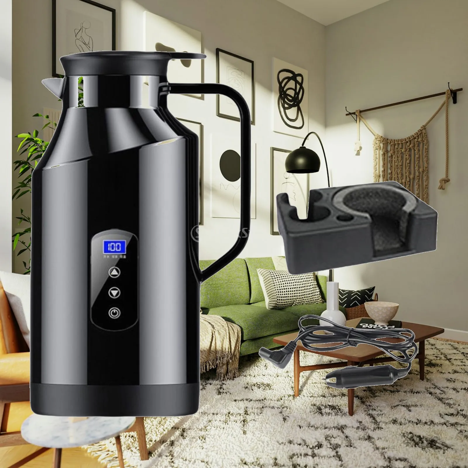 Portable Car Kettle 12V 24V Electric Heating Mug Large Capacity Water Boiler for SUV Truck Long Distance Driving