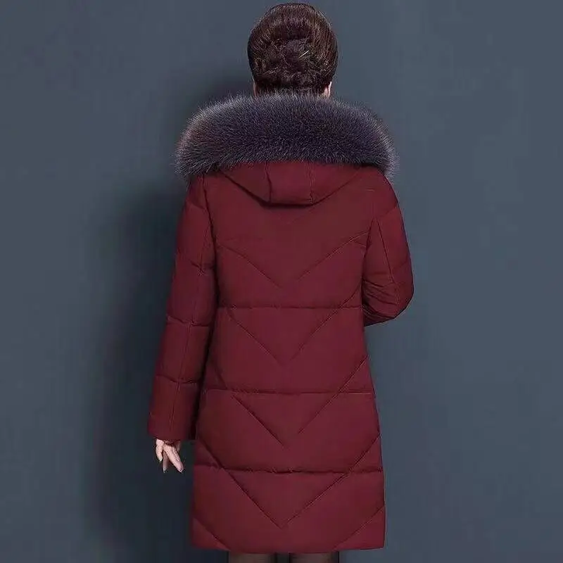 2023 New Women Down Jacket Winter Coat Female Mid-length Parkas Thicken Slim Hin Thin Outwear Mother Dress Hooded Overcoat