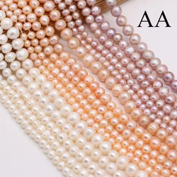 AA Natural Freshwater Real Pearl Beads White Round Loose Spacer Pearl for Jewelry Making DIY Charm Bracelet Necklace Accessories