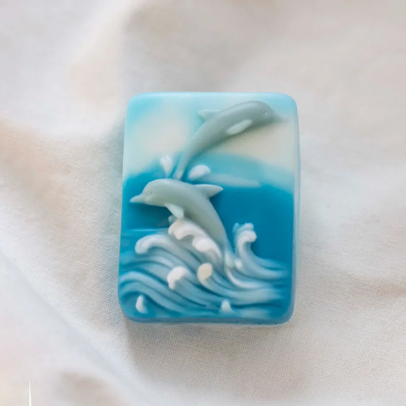 Surfing Dolphin Silicone Soap Mold DIY Relief Animal Soap Making Kits Handmade Cake Candle Mold Gifts Craft Supplies Home Decor