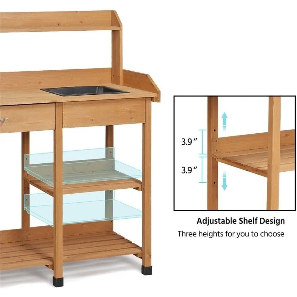 بوتينغ طاولة مقعد الفناء في الهواء الطلق حديقة محطة العمل زراعة الرف بالوعة درج البناء الخشب الصلب، سطح السفينة، الشرفة (اللون