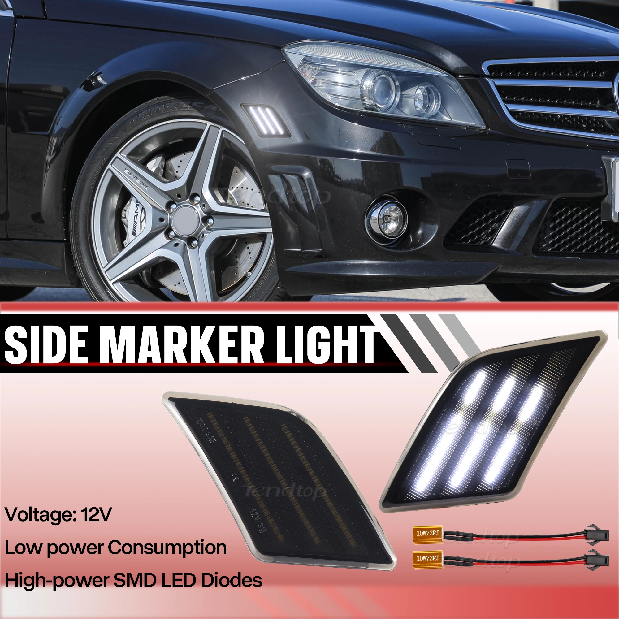 2X LED Flashing Turn Signal Side Marker Lights Blinker Lamp With decoder For Mercedes Benz C300 C350 C63AMG W204 C250 2008-2011