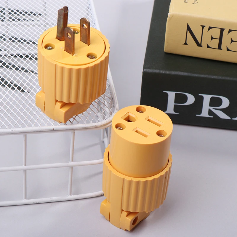 

America B515PY/B515CY 15A US Industry Power Socket Plug Male Female 3 Pole Locked Wiring Connector Yellow Plug Socket Adaptor