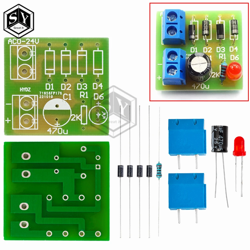 1N4007 Bridge Rectifier AC to DC Converter Full Wave Rectifier Board Module DIY KIT