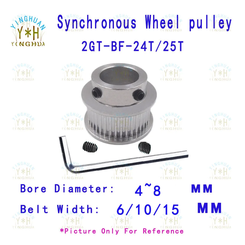 

2GT BF Type 24 25 Teeth Timing Belt Pulley width 6 10 15MM Bore4 to 8 MM GT2 High Torque Synchronous Gear Wheel 3D Printer par