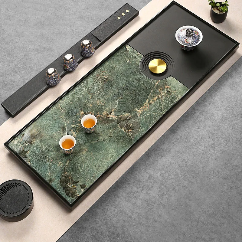 Luxury Marble Tea Tray Office Living Room Rectangle Drainage Ceremony Table Tea Tray Hospitality Decorative Bandejas Teaware