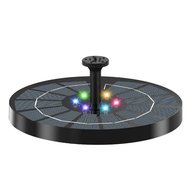 AAAN-Solar-Powered Fountain Pumps Garden Rockery Sprinkler Fish Pond Water Tank With Colored Lights