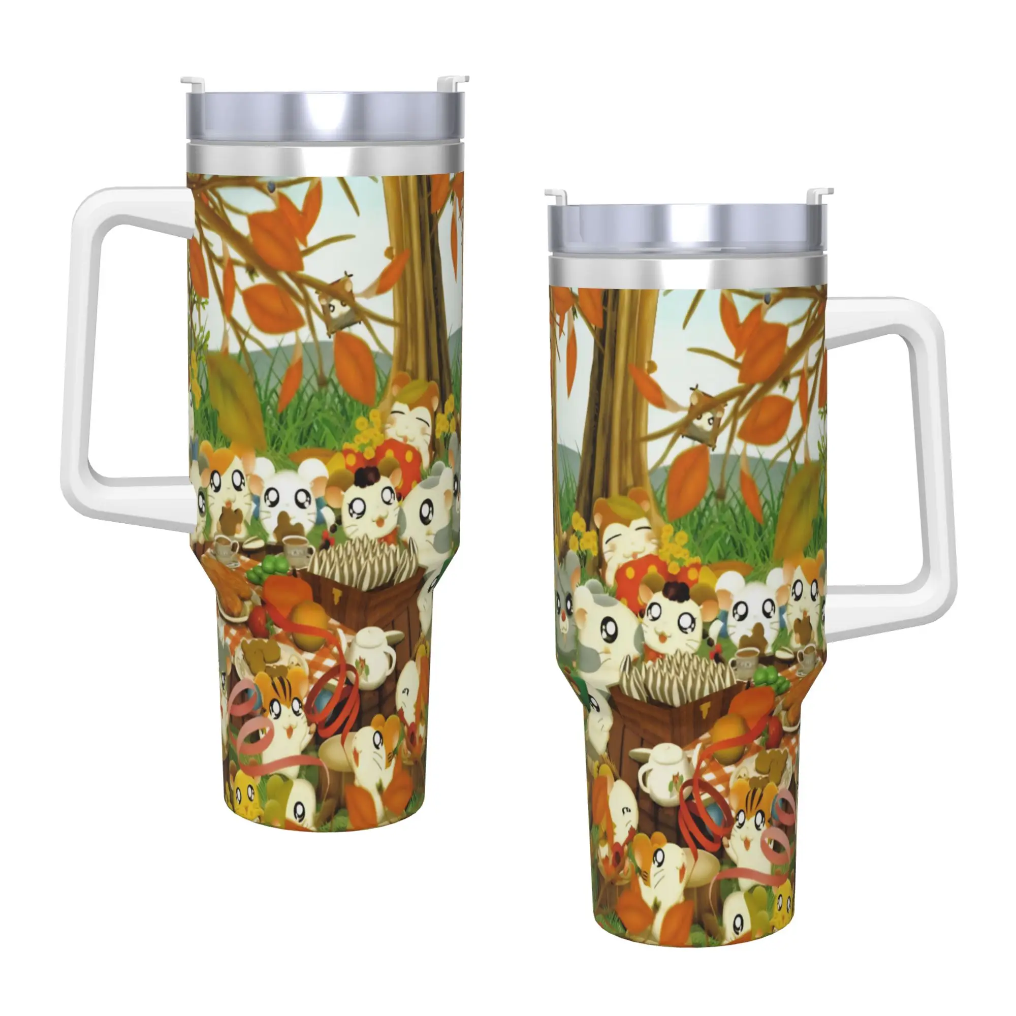 Cute Hamtaro  Tumbler  Cold and Hot Water Bottle Portable Stainless Steel Coffee Mug Graphic Camping Mugs Cup