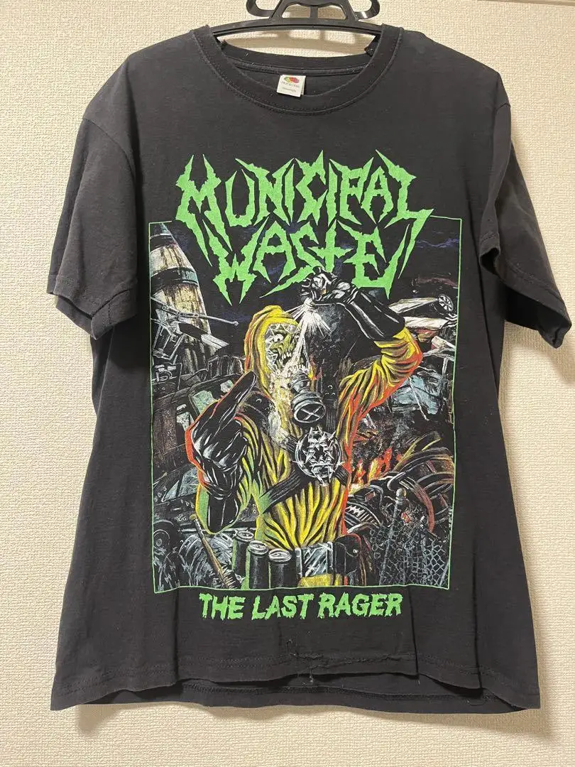 تي شيرت فرقة النفايات البلدية أسود أساسي طراز ريترو من القطن الثقيل NH20034