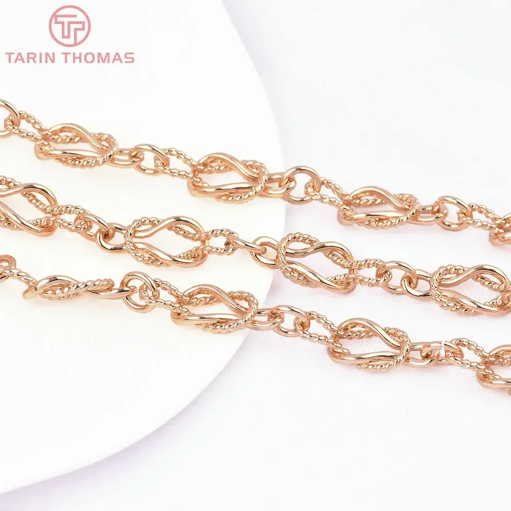 (8435) 50CM Chain Width 10MM 24K Gold Color Plated Brass Necklace Chains Bracelet Chains High Quality Jewelry Accessories