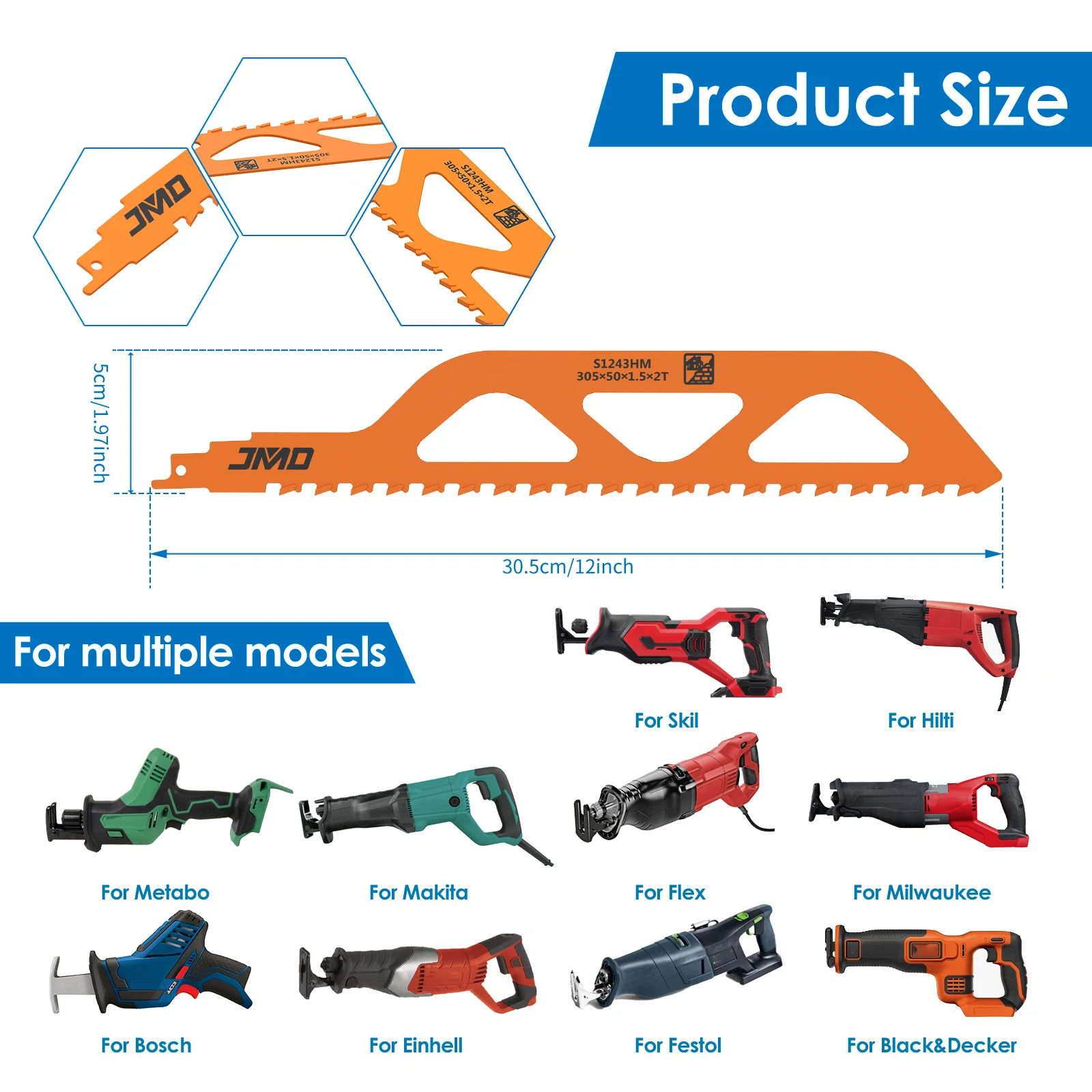 Masonry Reciprocating Saw Blade 10/12/18 Inch Hard Alloy Teeth Tipped Brick Cutting Recip Saw Blade For Cutting Brick Concrete