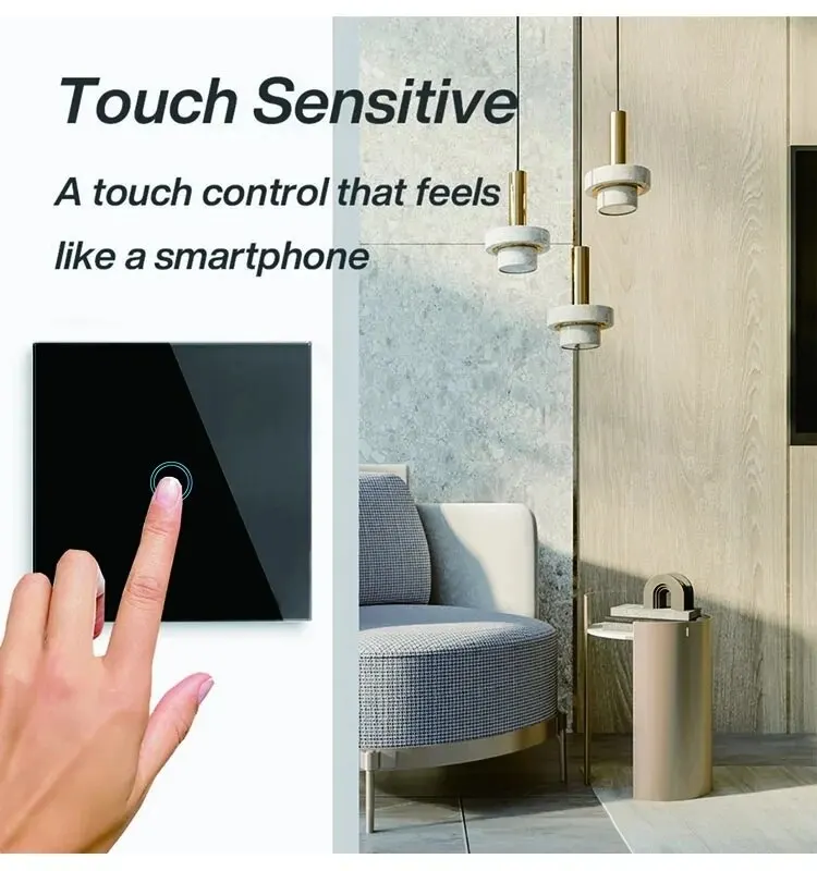 Touch Switch EU LED Crystal Glass Panel Wall Lamp Light Switch 1/2/3 Gang AC100-240V LED Sensor Switches Interruttore