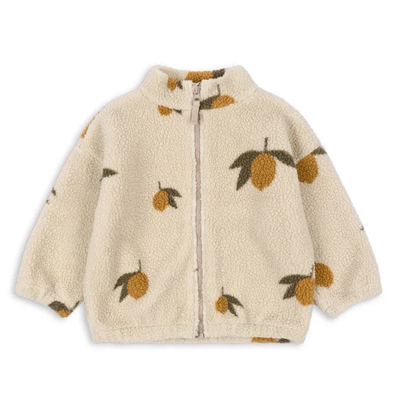 Autumn Winter 2024 New Warm Jacket Girls Lamb Wool Hooded Jacket Boys Swan Printed Cotton Jacket Baby Winter Clothes