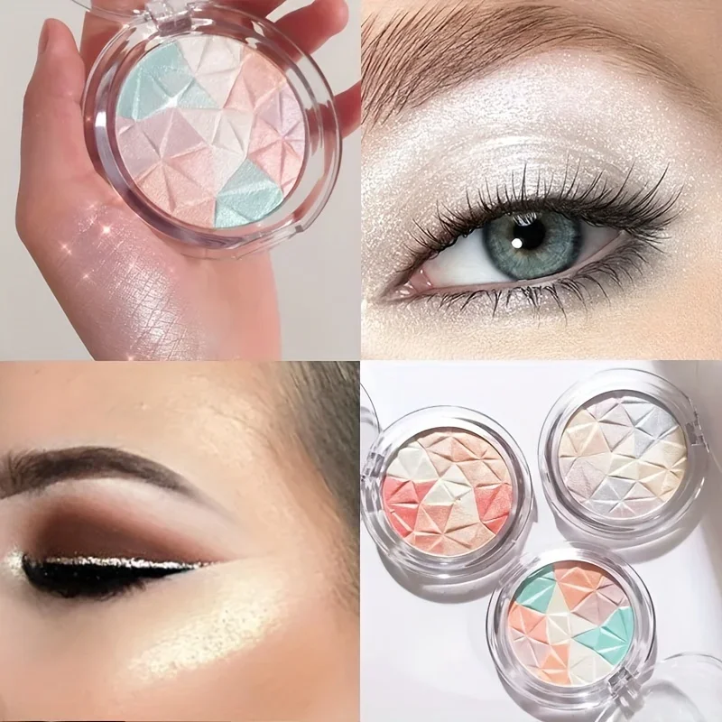 Polvo resaltador de cristal de colores mezclados, ilumina la piel, corte de piel, polvo tridimensional, sombra de nariz, ilumina la piel, brillo