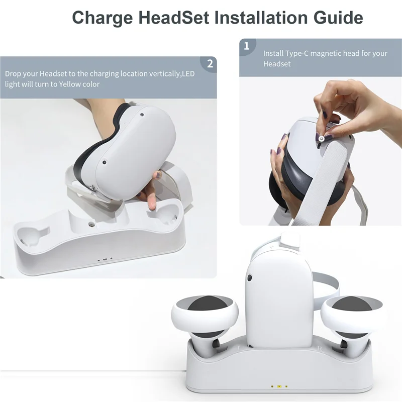 Charging Dock for Oculus Quest 2 Headset Controller,Charging Station for Meta Quest 2 Touch Controller Charger