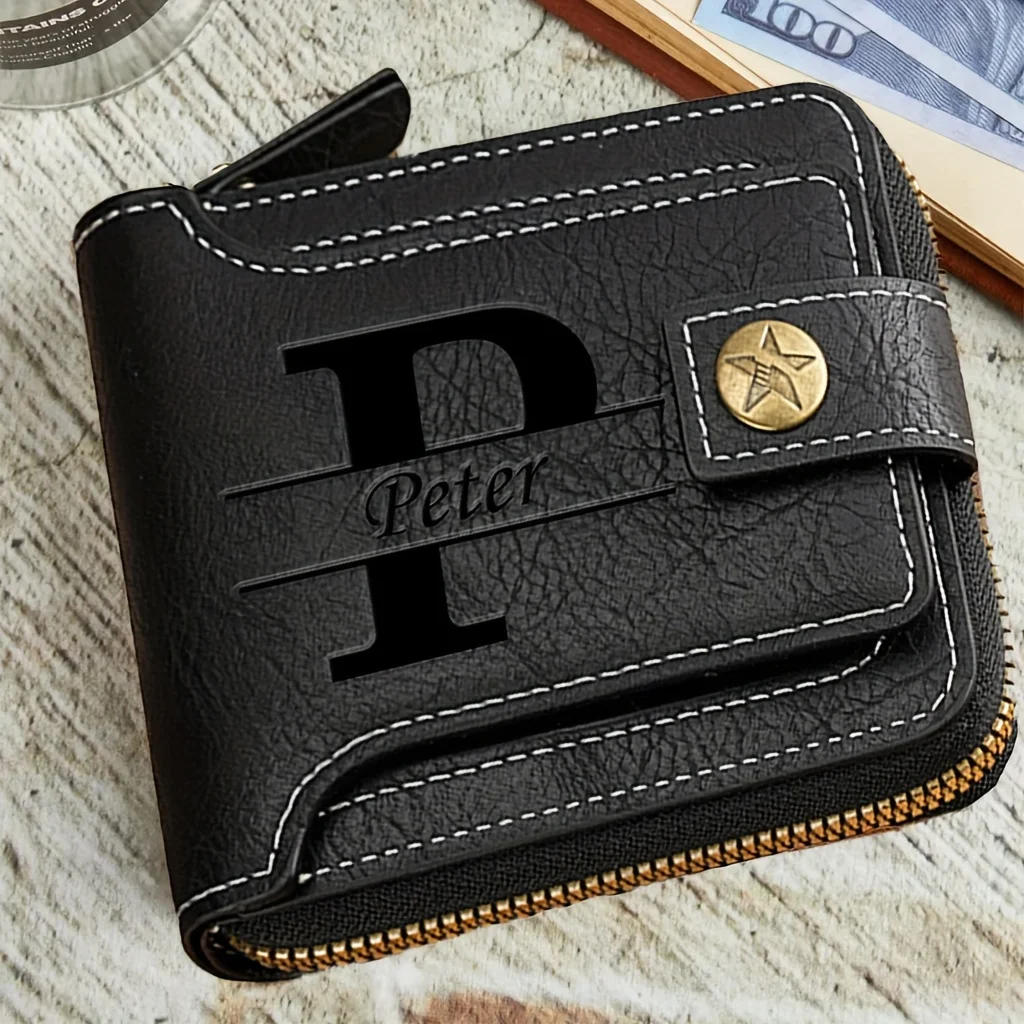 Custom Name PU Leather Men's Vintage Wallet With Personalized Perfect Gifts For Groomsmen, Anniversary, Father's Day, Christmas