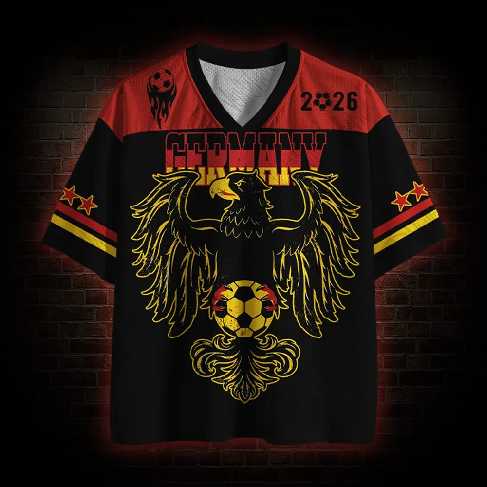 Germany Style Football Jersey Men Women Eagle Graphic Soccer Shirt 3D Print Sportswear Casual Fan Top Short Sleeve Summer
