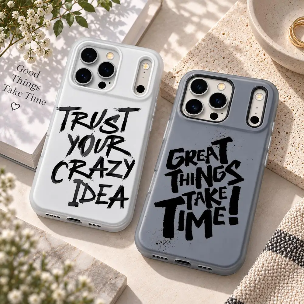 Coque de téléphone avec des mots d'encouragement pour iPhone 18 17 16 15 14 13 Pro Max, coque en gel 2 en 1, coque souple mate