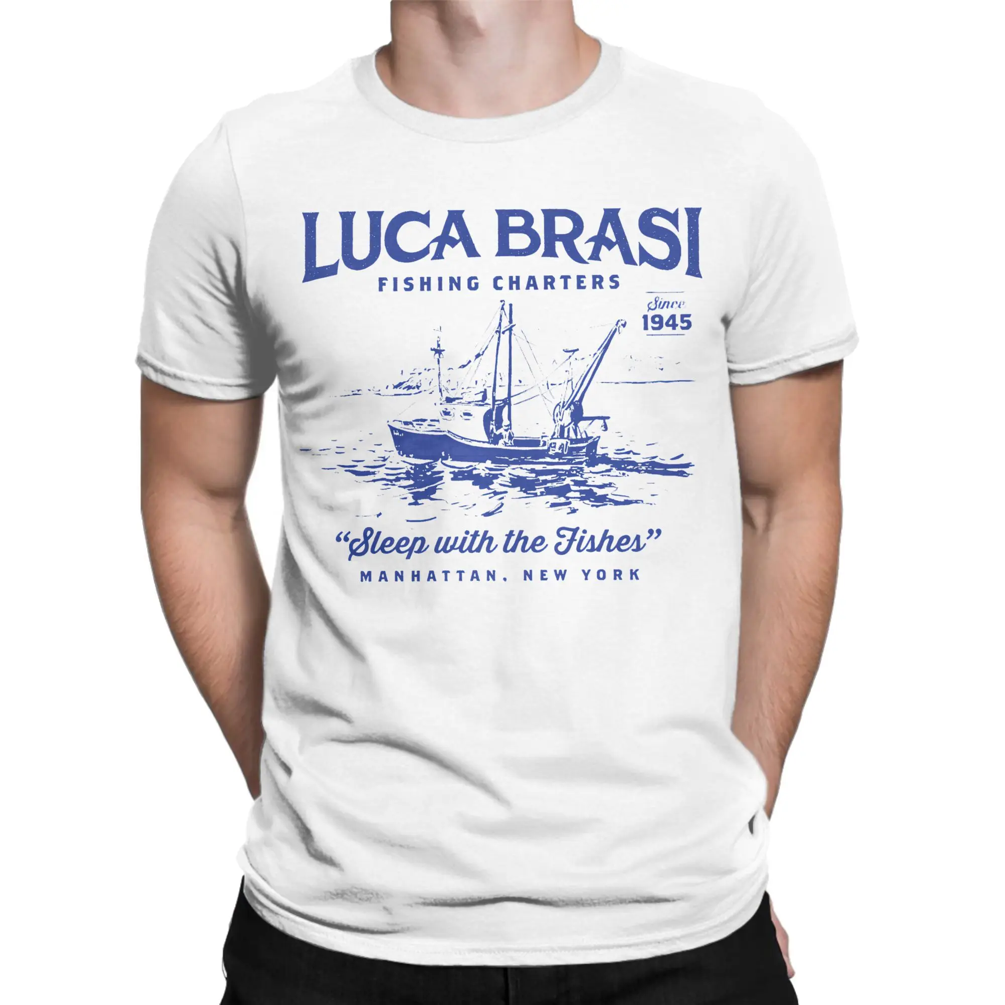 Luca Brasi Fishing Charters 100% Cotton T Shirt For Men Summer  Streetwear T-Shirts O Neck Hip Hop Tees Plus Size Pattern Tops