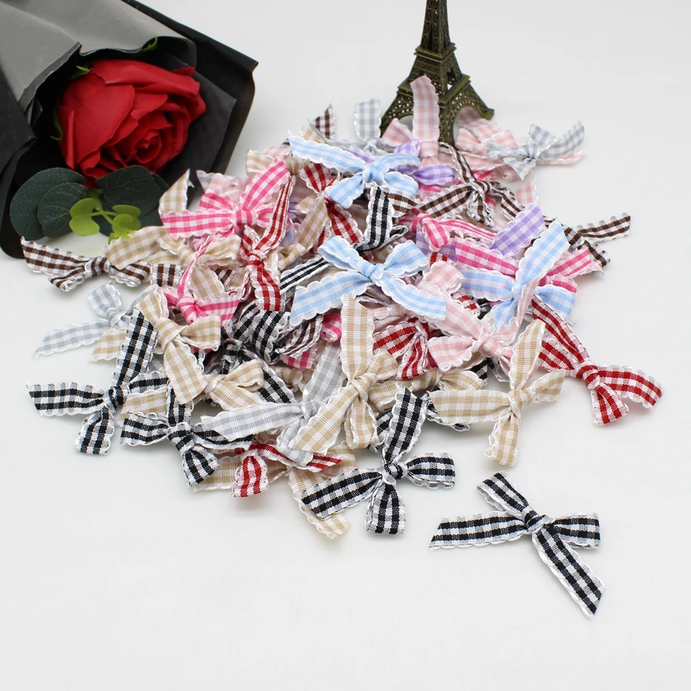 100Pcs/set 10mm Ribbon Handmade Bow Flower Craft Decoration Handwork DIY Party Decoration Small Satin Ribbon