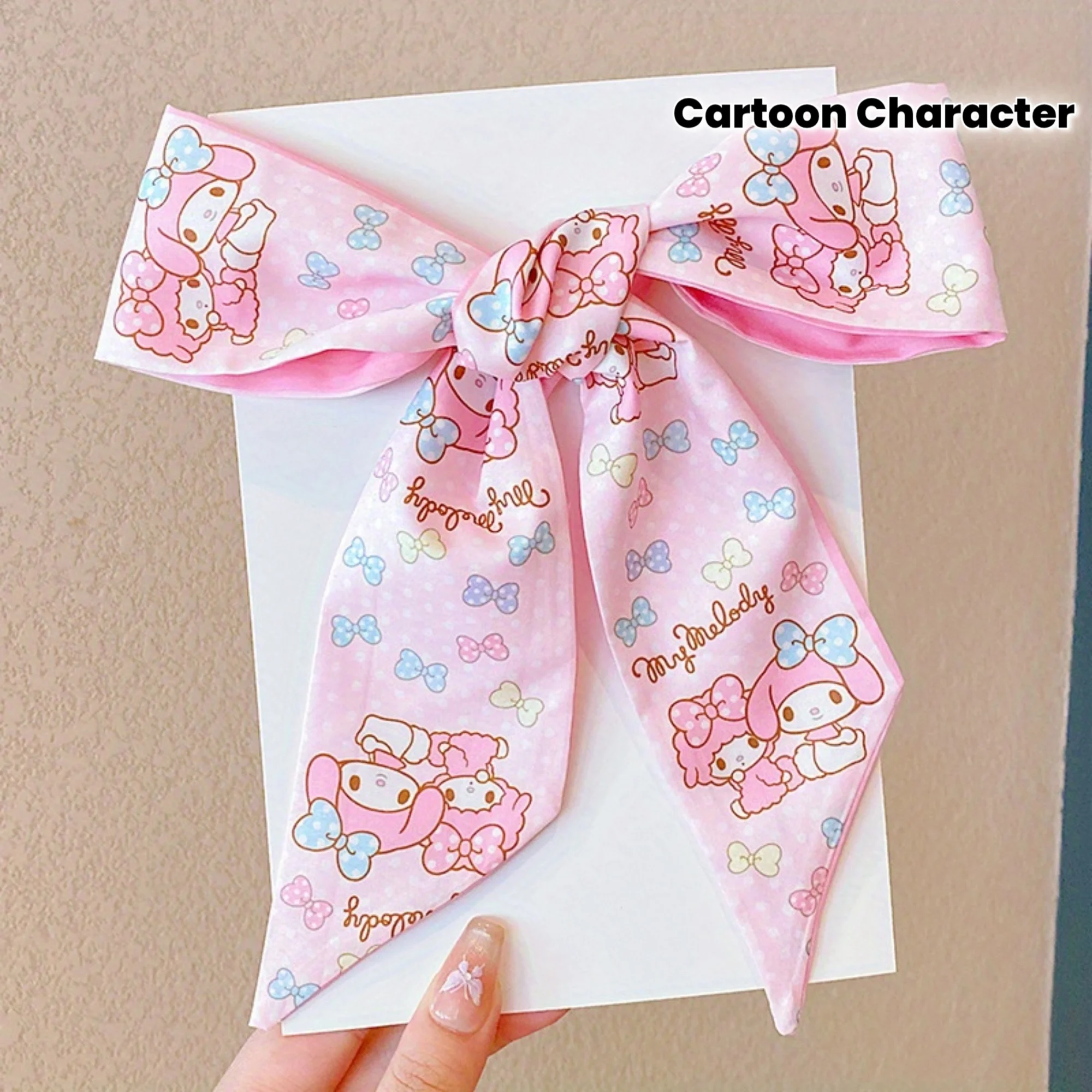 

1pc My Melody Headbands for Women and Cute Cartoon Character Printed Hair Bands Neck Scarves and Trendy Handle Bag Decoration