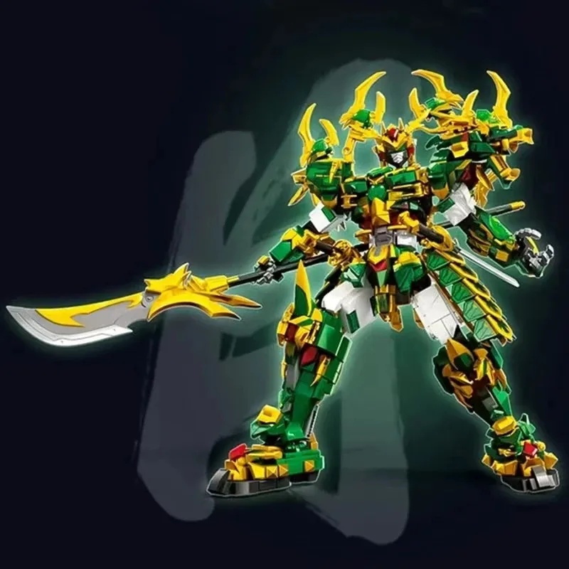 2068 buah Armor mekanik Phantom Ninja Shanhai Jing Qing Dragon God Mech blok bangunan rakitan mainan dewasa hadiah anak laki-laki