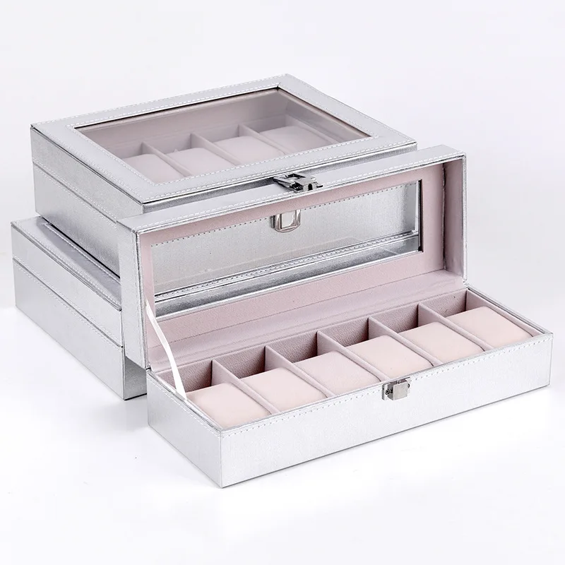 

New 6/10/12 Slots PU Leather Watches Clock Box Watch Holder Storage Case Boxes for Watch Holding Watch Display Jewelry Gift Box